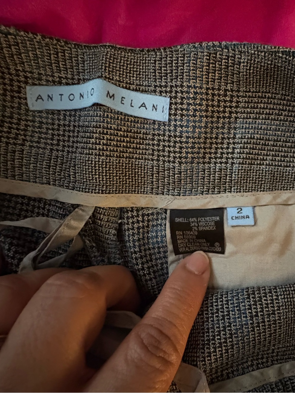 ANTONIO MELANI Gray and Blue Plaid Trousers.